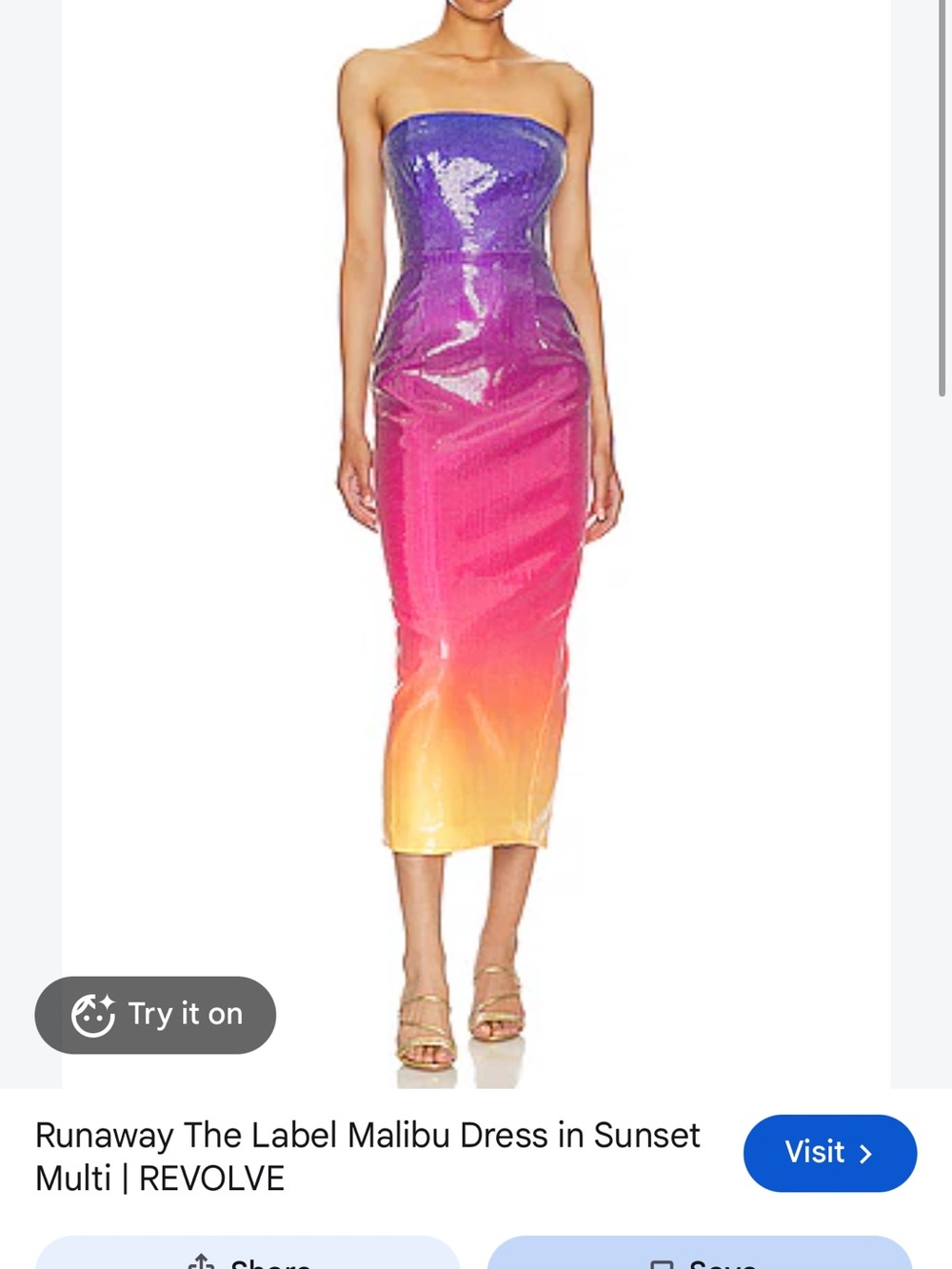 Runaway The Label Sunset Ombre Strapless Midi Dress
